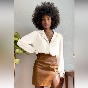 She's Chic White Long Sleeve Button-Up Top